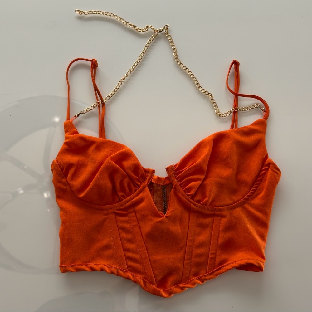 Asyou orange crop top with gold chain from ASOS size US 2 XS